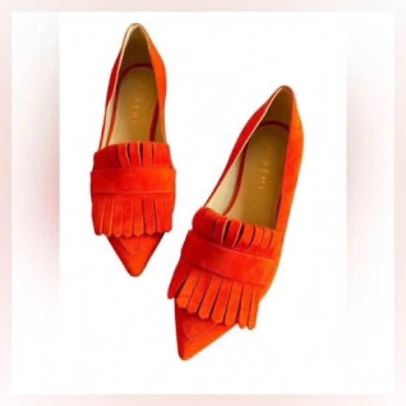 M.Gemi Shoes - M. Gemi Burnt Orange Suede Leather Fringe Loafers - 36.5
